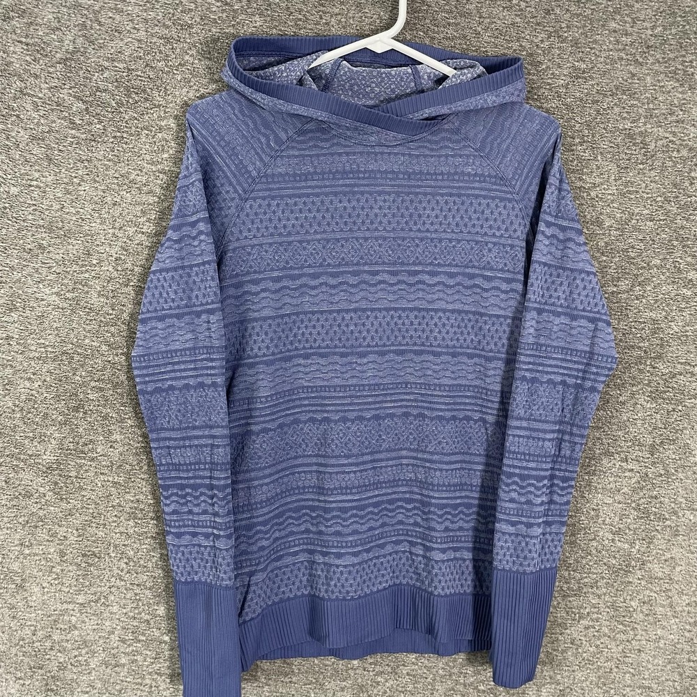 Lululemon Hoodie Womens S? Blue Seamless Knit Thumbholes Pullover Athletic